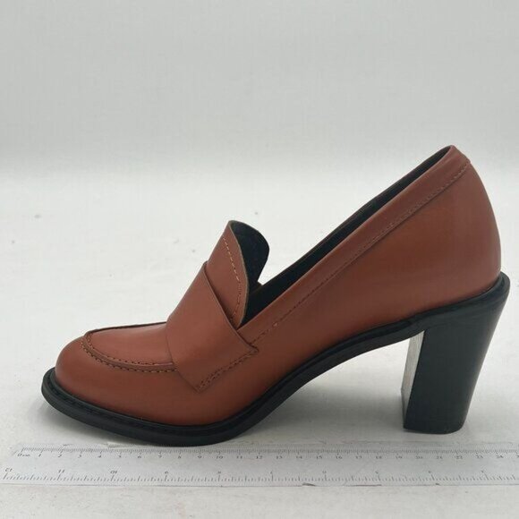 YDN Women Chunky High Heels Round Toe Oxford Loafer Shoes Slip On Office Work - Picture 2 of 7